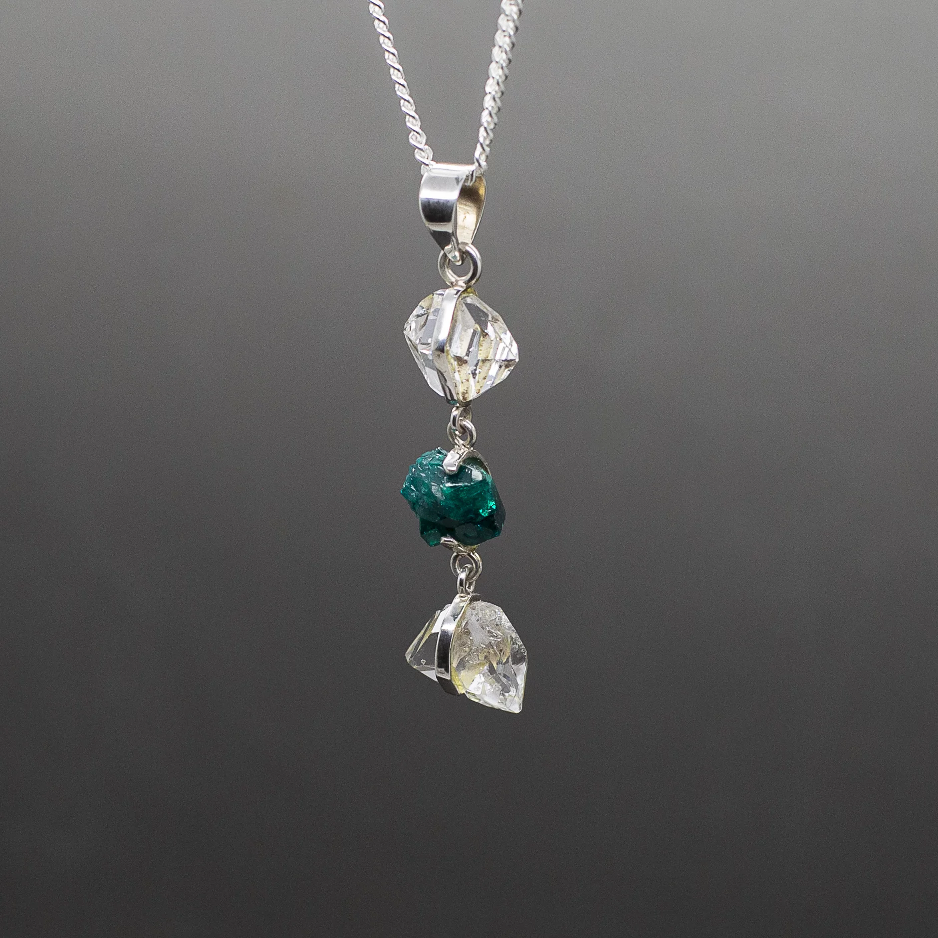 Herkimer Diamond Dioptase Pendant 2