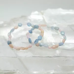 aquamarin and morganite tumbled stone bracelet