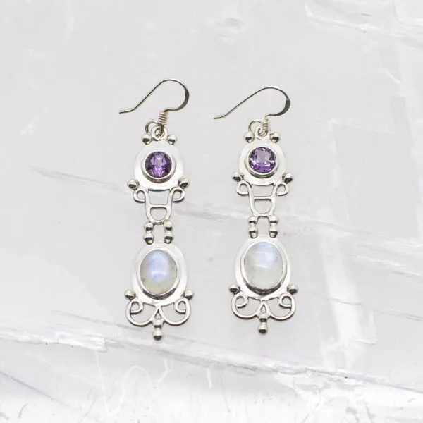 Amethyst and Moonstone Earrings