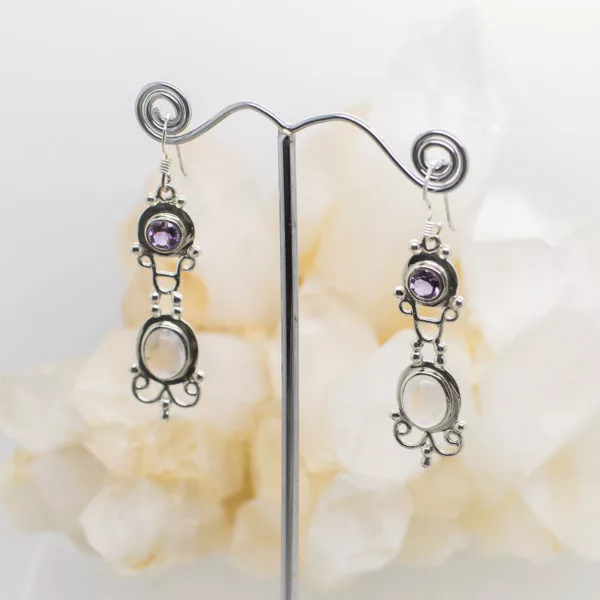 Amethyst and Moonstone Earrings