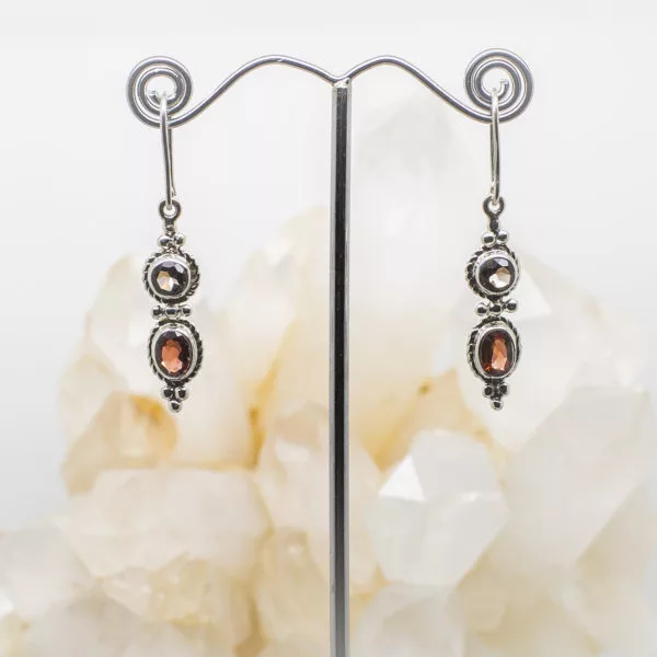 Garnet and Smokey Quartz Earrings