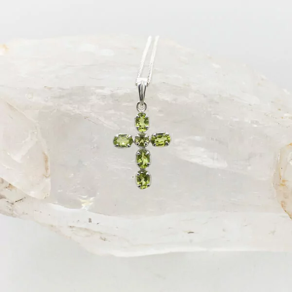 peridot cross pendant