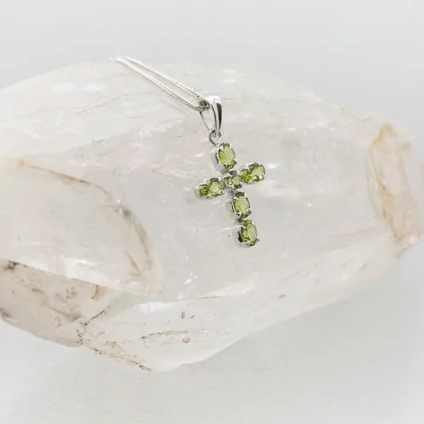 peridot cross pendant