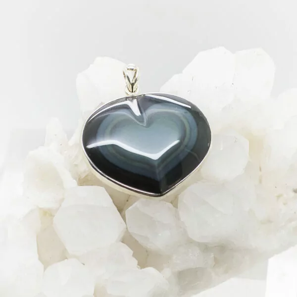 rainbow obsidian heart pendant