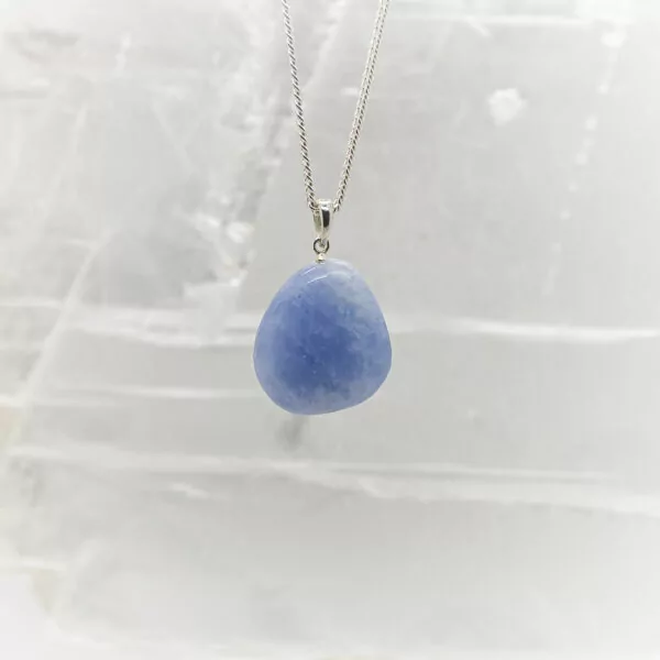 blue calcite tumbled stone pendant