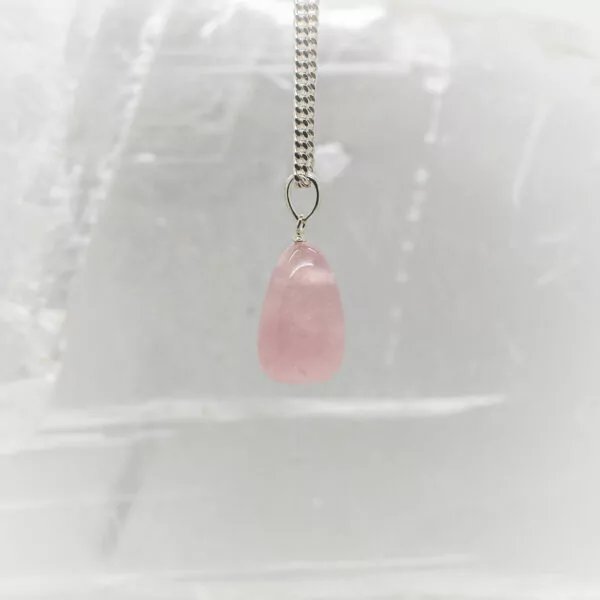 rose quartz tumbled stone pendant