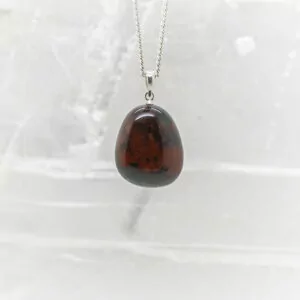 bloodstone tumbled stone pendant