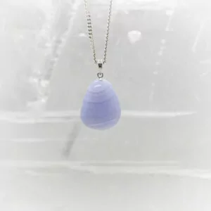 blue lace agate tumbled stone pendant