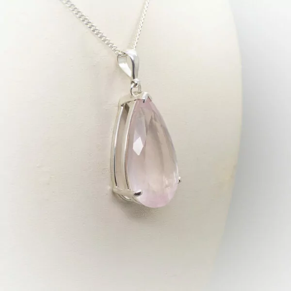 rose quartz faceted pendant