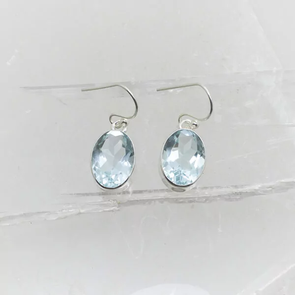 blue topaz faceted earrings