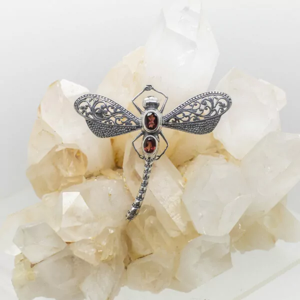 garnet faceted butterfly broach/pendant