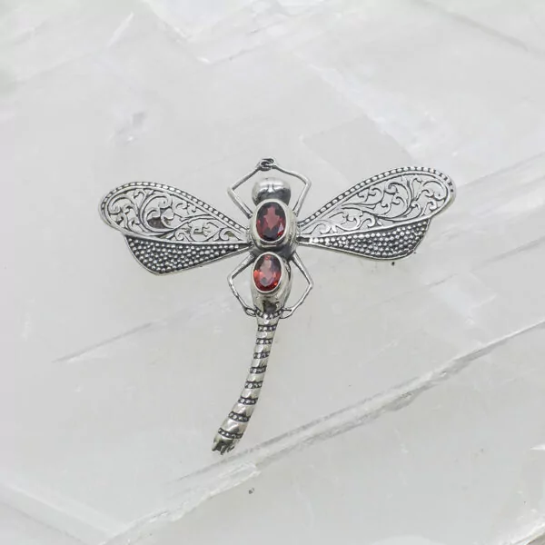 garnet faceted butterfly broach/pendant