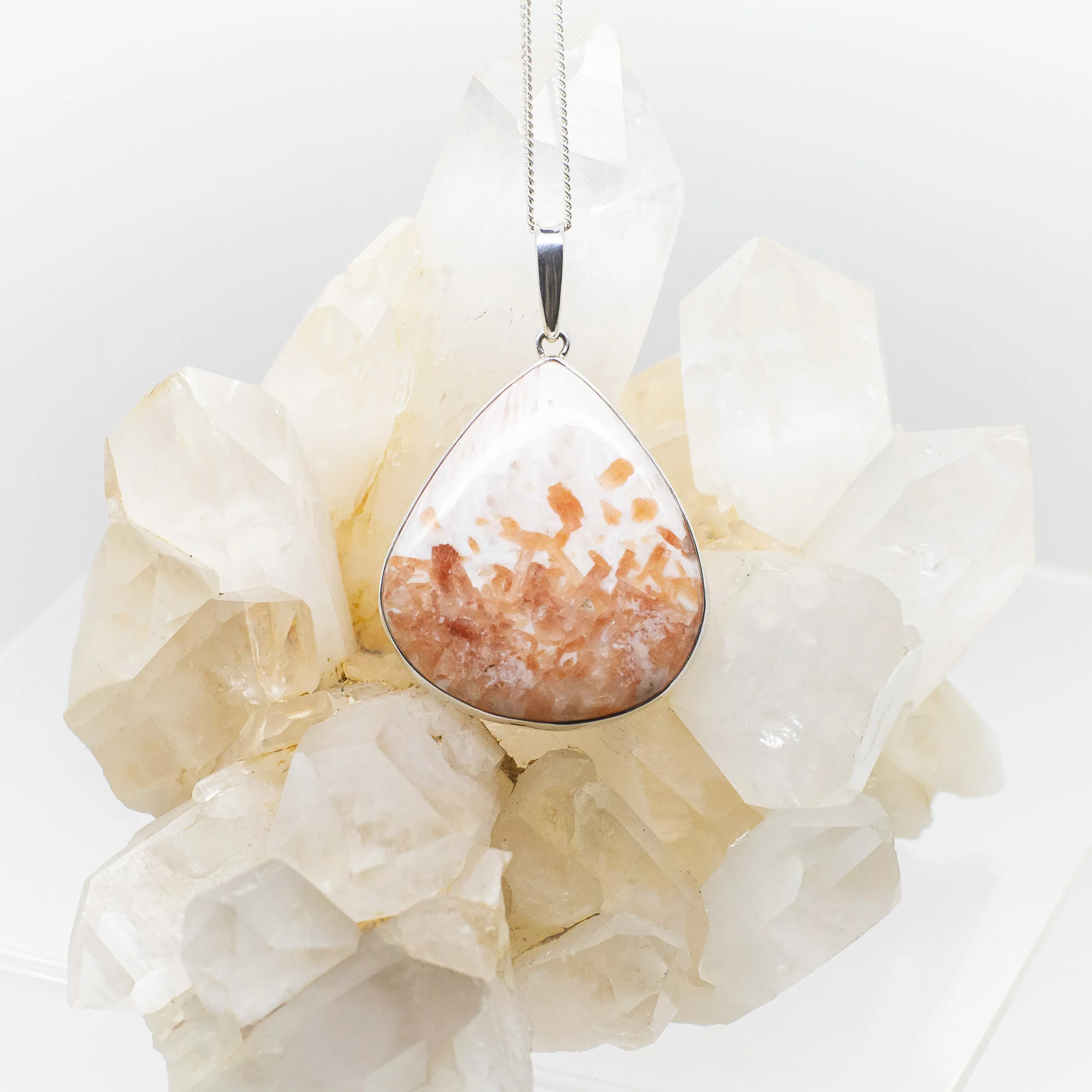 pink scolecite pendant