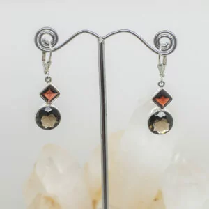 smokey quartz and garnet earrings