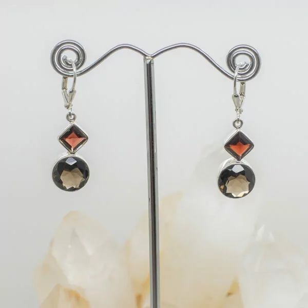 smokey quartz and garnet earrings