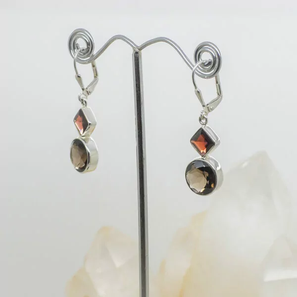 smokey quartz and garnet earrings