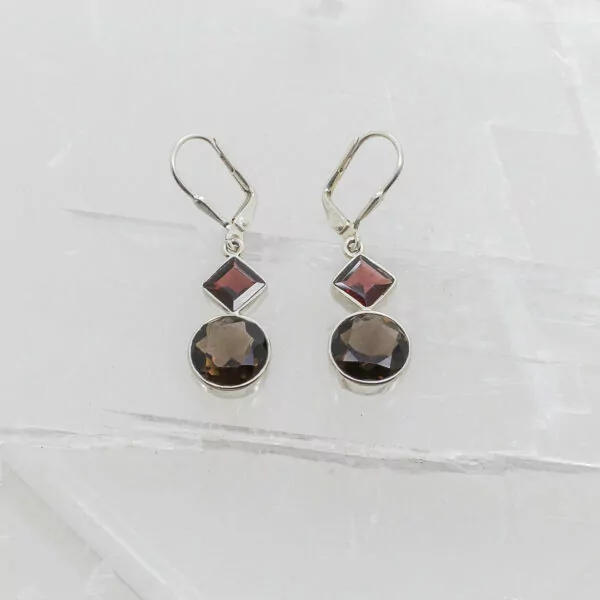 smokey quartz and garnet earrings