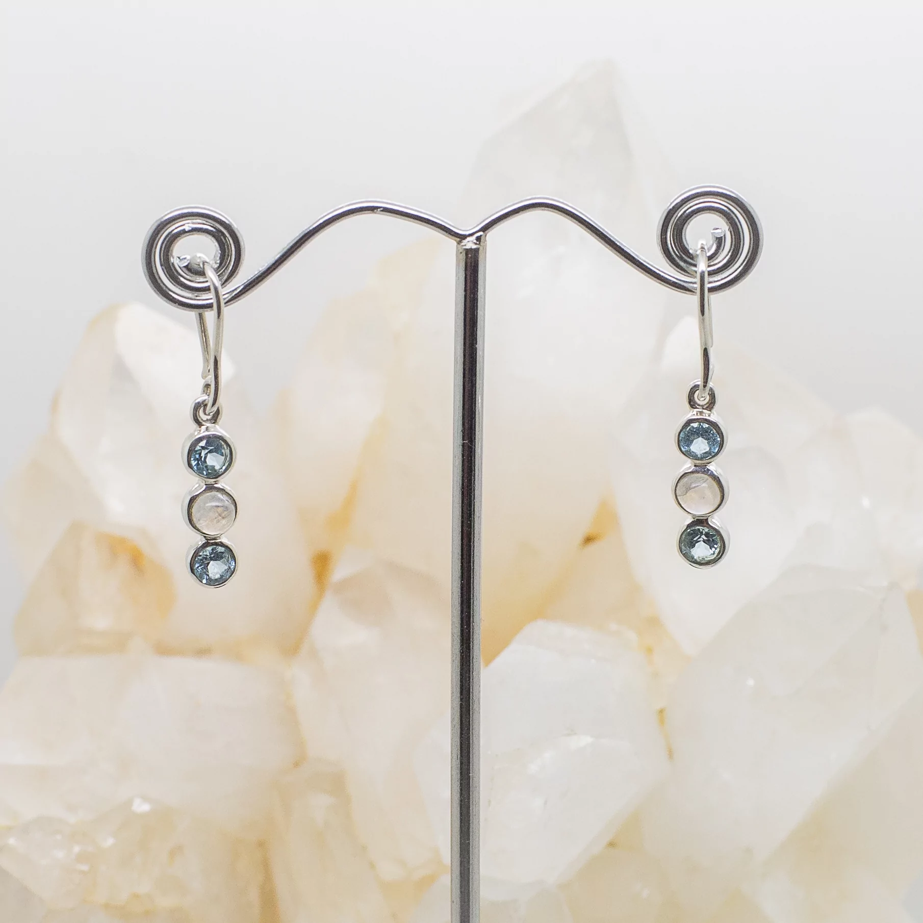 moonstone and blue topaz earrings