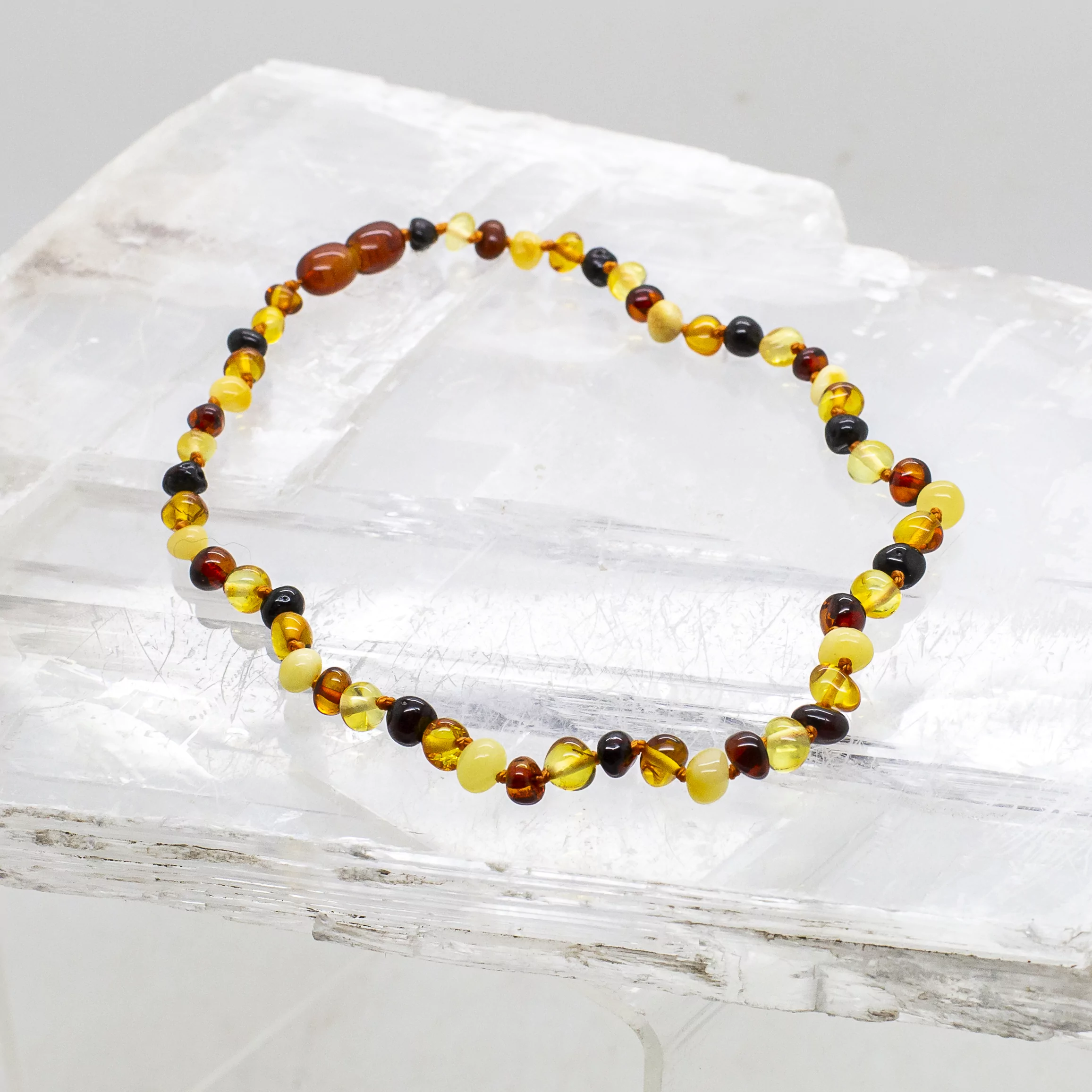 multi colour amber teething necklace