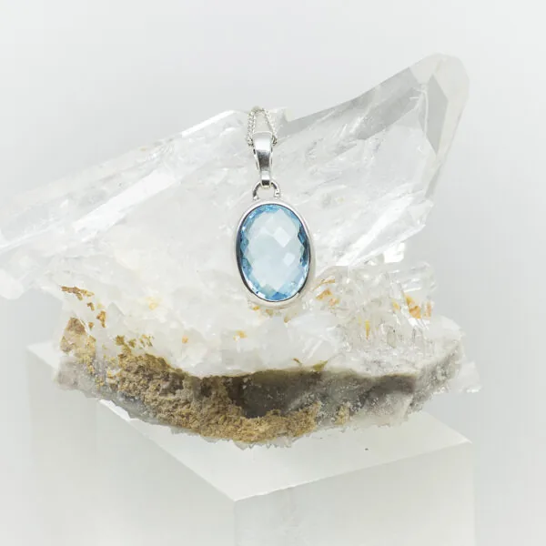 blue topaz faceted pendant