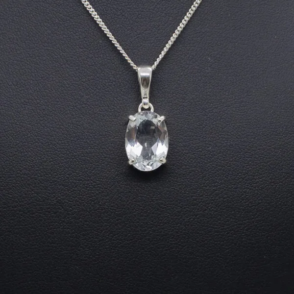 white topaz faceted pendant