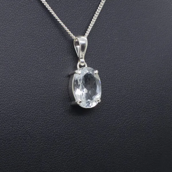 white topaz faceted pendant