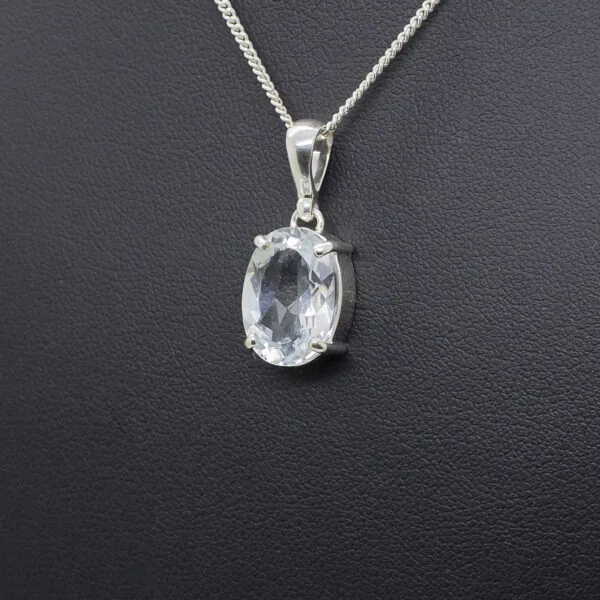 white topaz faceted pendant