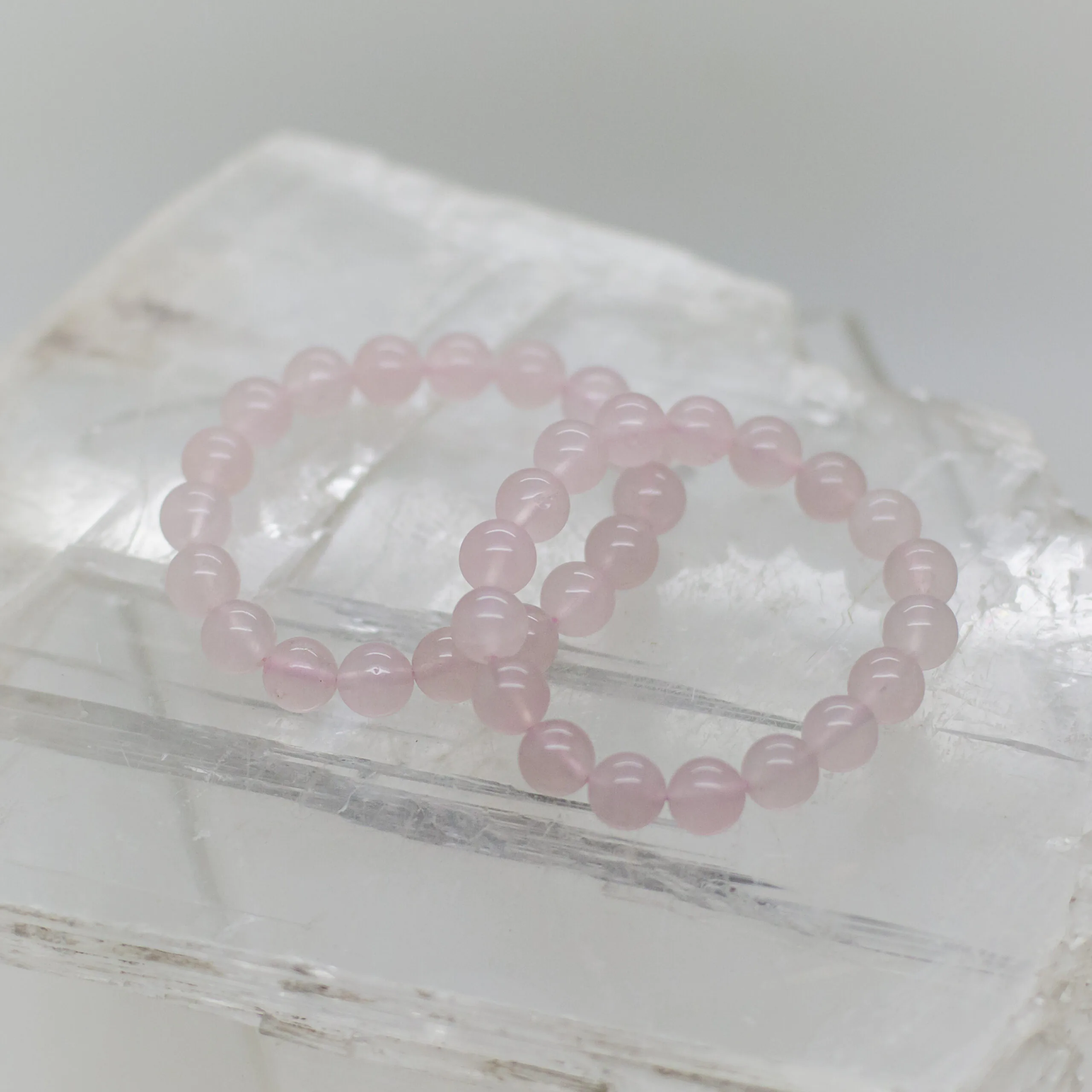 rose quartz 10mm bead bracelet