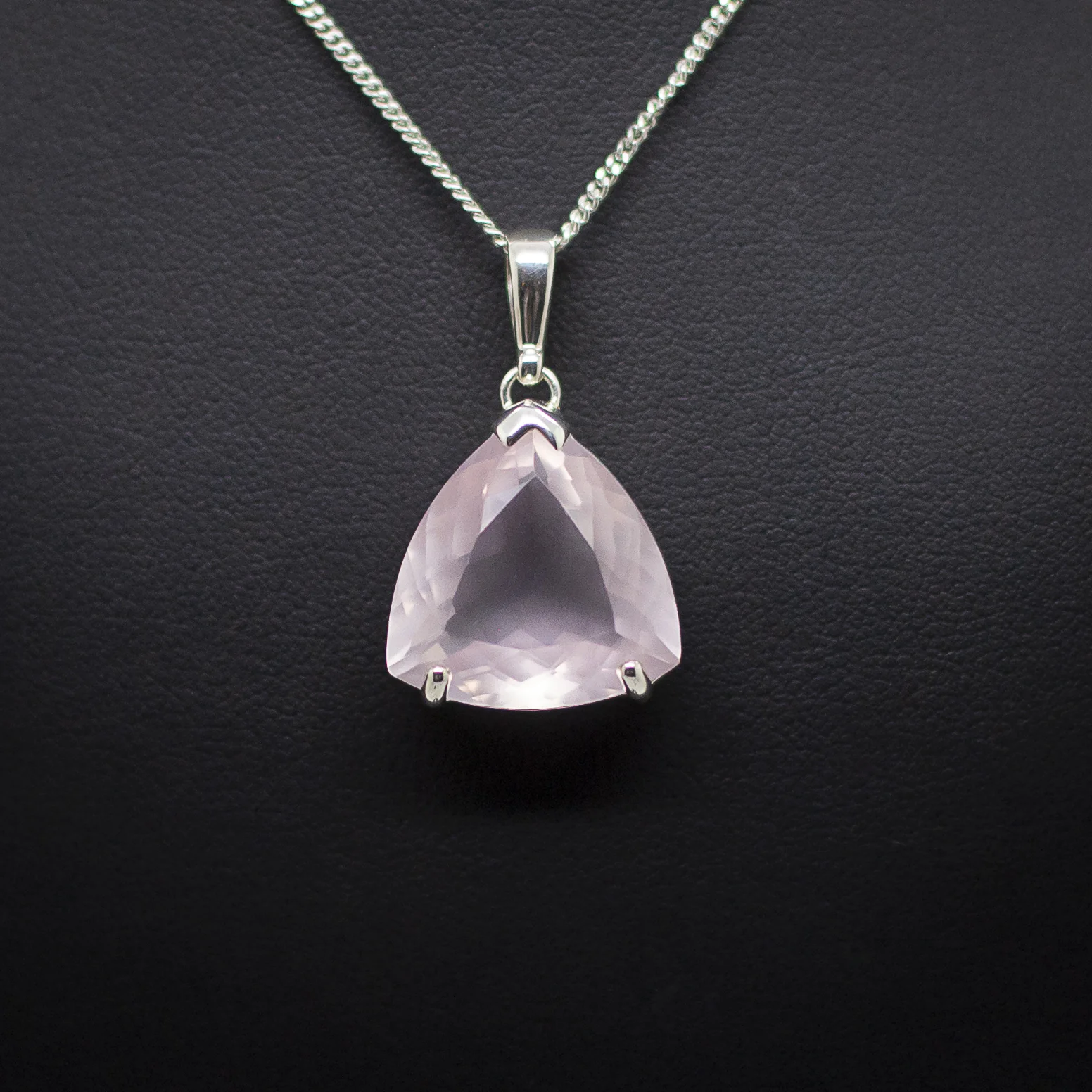 rose quartz faceted pendant